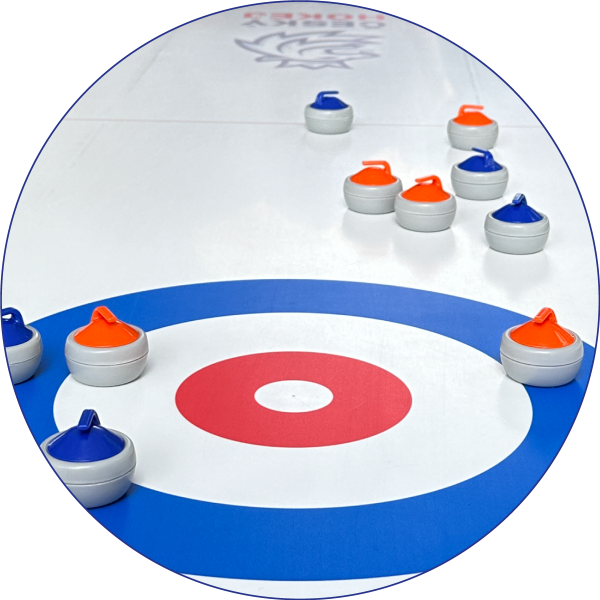 Originální sada pro stolní curling - hrací plocha a kameny 